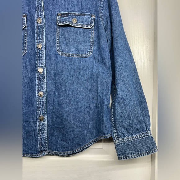 VTG Ralph Lauren Jeans Co Denim Womens Shirt Sz M Western Heavy Cotton Retro - Picture 4 of 8